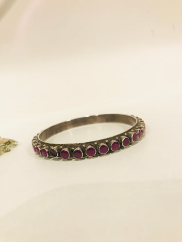 925 Silver Round Ruby Bangle